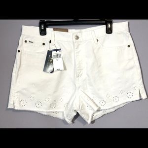 Polo Ralph Lauren white cut off shorts, tags on